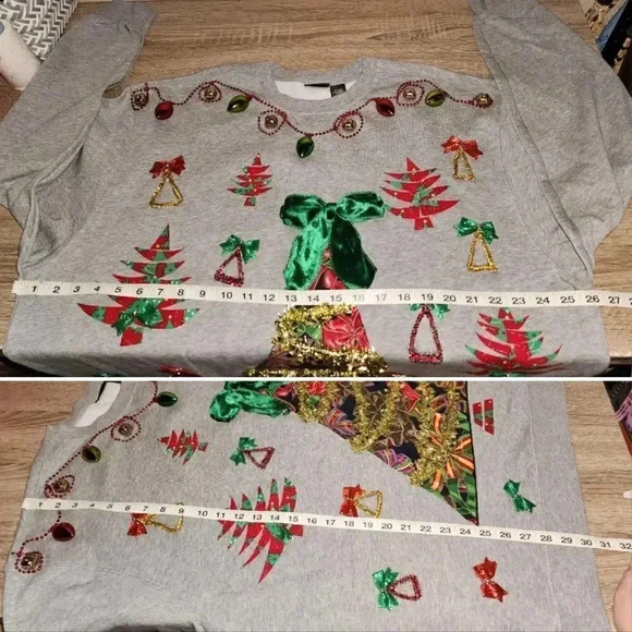 1 of a kind Custom Handmade Ugly Christmas Sweater Mens XL or Womens Plus XXL 2X - Picture 8 of 8